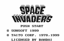 Space Invaders title screen for WonderSwan